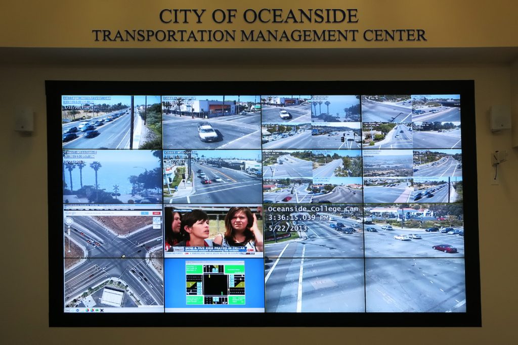 City of Oceanside Traffic Management video wall.